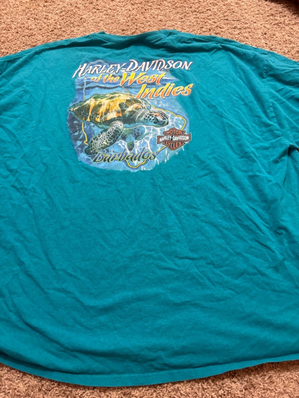 Harley-Davidson Teal Barbados Sea Turtle Graphic Short Sleeve Tee